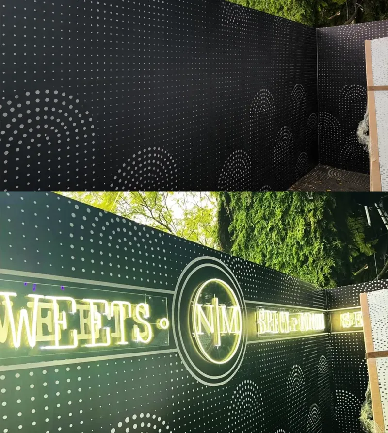 Antes y después de una fachada renovada con anuncio 3D de Golden Sub